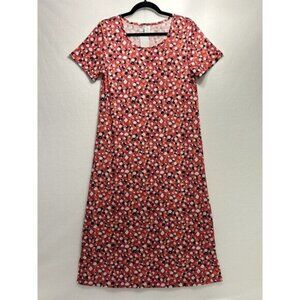 West Loop Womens Short Sleeve Maxi Dress Pink Multicolored Dots Medium NWT Retro